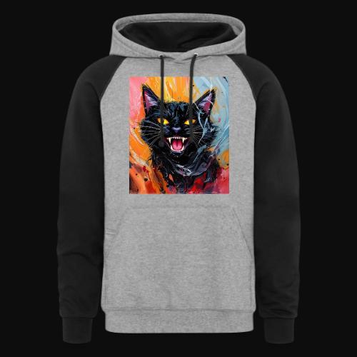 Black Cat Halloween - Unisex Colorblock Hoodie