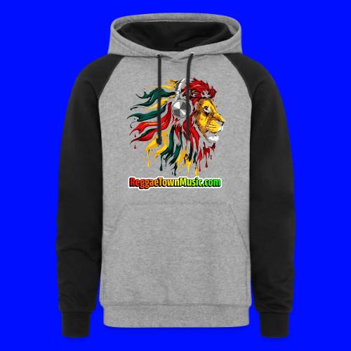 Reggae Music Radio Lion Head Soundwaves design - Molleton à capuche unisexe à couleurs contrastées