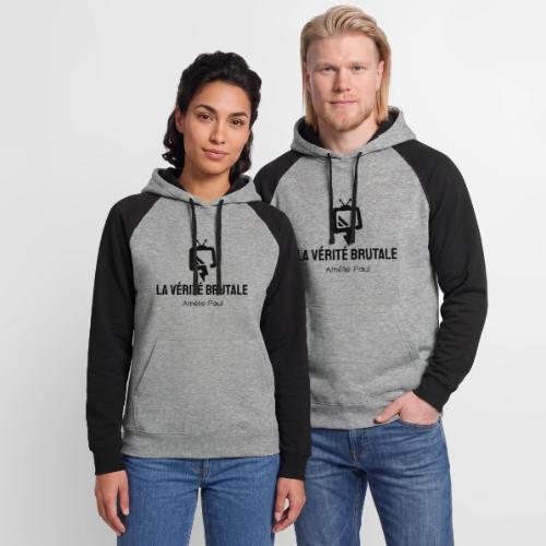 La Vérité Brutale (logo noir) - Molleton à capuche unisexe à couleurs contrastées