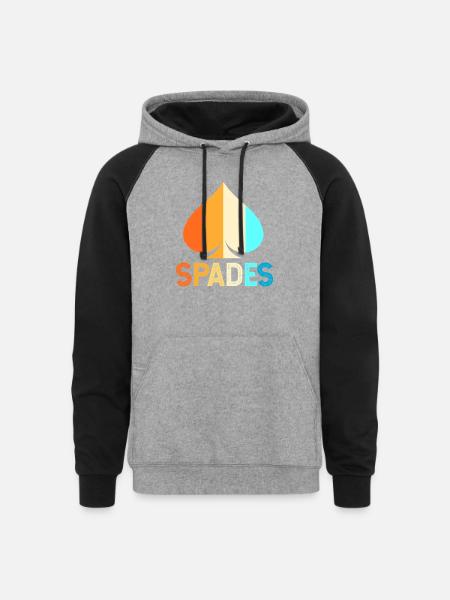 Spades Card Game Player - Unisex Colorblock Hoodie - heather gray/black