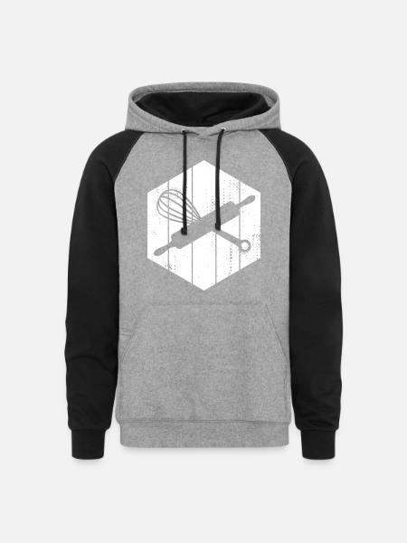 Rolling Pin Hand Mixer - Unisex Colorblock Hoodie - heather gray/black