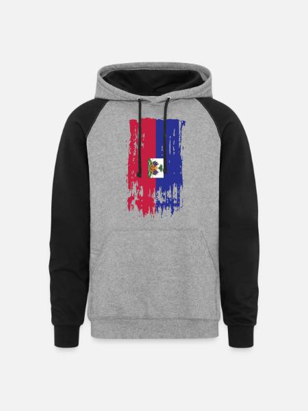 Haiti Haiti Haiti - Unisex Colorblock Hoodie - heather gray/black
