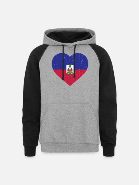 HAITI - Unisex Colorblock Hoodie - heather gray/black