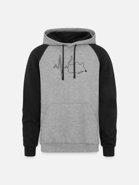 mouse heartbeat - Unisex Colorblock Hoodie - heather gray/black