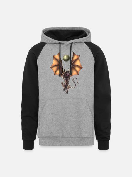 Cryptozoology Creature Ahool - Unisex Colorblock Hoodie - heather gray/black