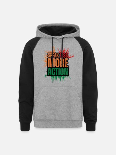 Speak Less Do More - Unisex Colorblock Hoodie - heather gray/black
