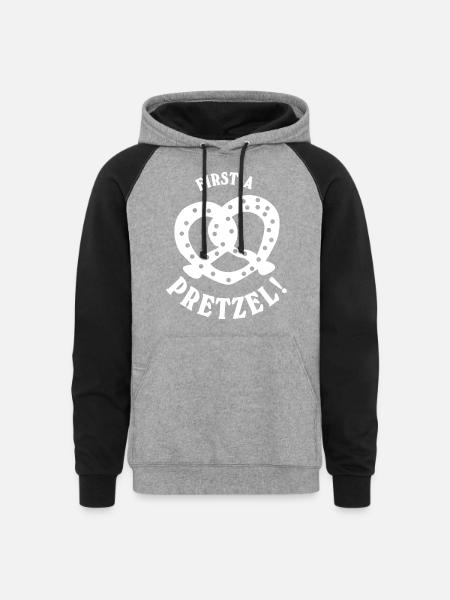 Pretzel Pretzels - Unisex Colorblock Hoodie - heather gray/black