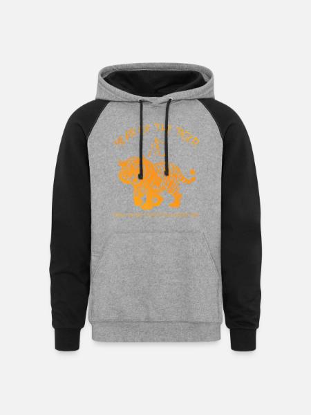 Chinese New Year Of Tiger Chinese Zodiac - Unisex Colorblock Hoodie - heather gray/black