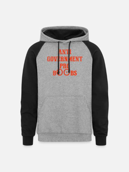 Anti government pro boobs - Unisex Colorblock Hoodie - heather gray/black