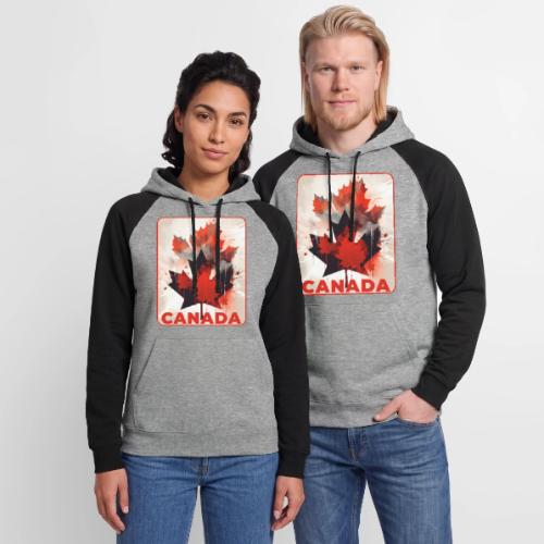 Canada Inked Leaf - Unisex Colorblock Hoodie