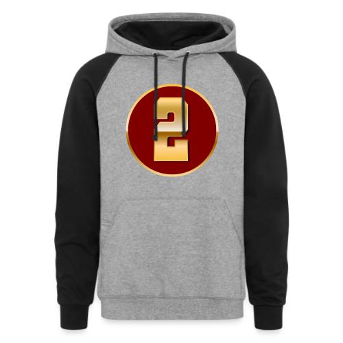 Number 2 in Gold Varsity Font - Unisex Colorblock Hoodie