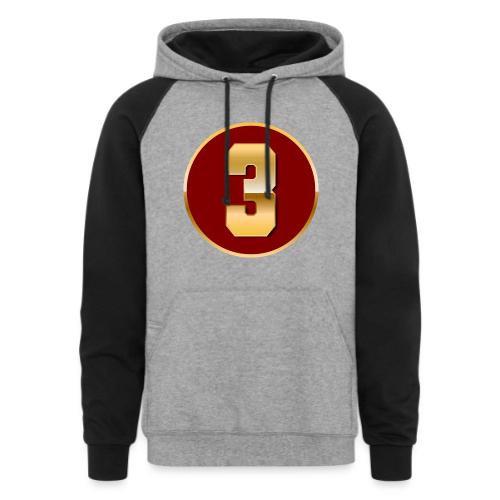 Number 3 in Gold Varsity Font - Unisex Colorblock Hoodie