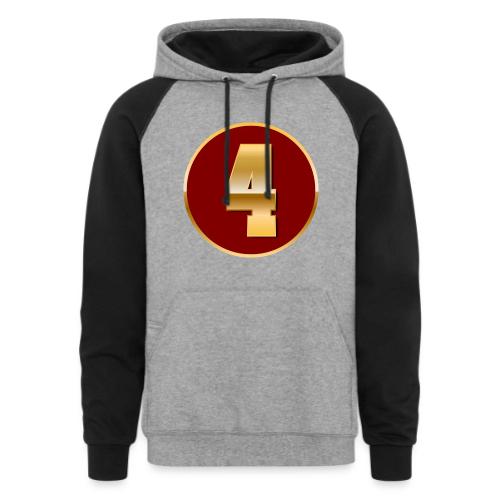 Number 4 in Gold Varsity Font - Unisex Colorblock Hoodie