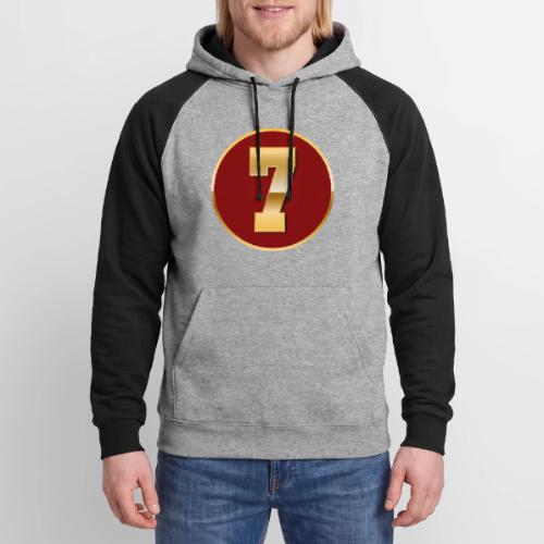 Number 7 in Gold Varsity Font - Unisex Colorblock Hoodie