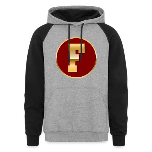 Letter F – Capital Varsity Alphabet Monogram - Unisex Colorblock Hoodie