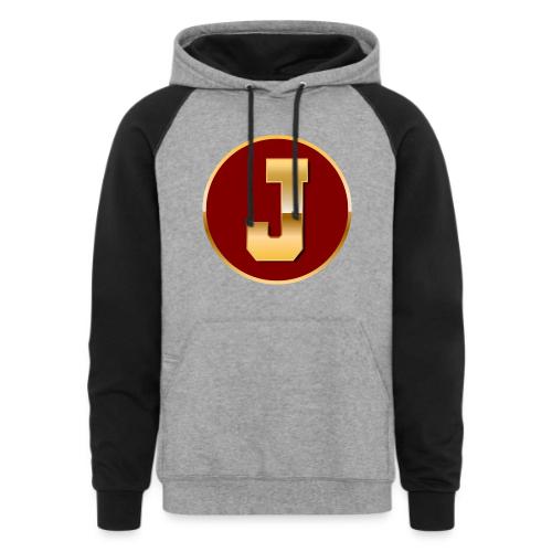 Letter J – Capital Varsity Alphabet Monogram - Unisex Colorblock Hoodie