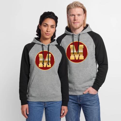 Letter M – Capital Varsity Alphabet Monogram - Unisex Colorblock Hoodie