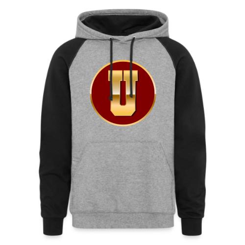 Letter U – Capital Varsity Alphabet Monogram - Unisex Colorblock Hoodie