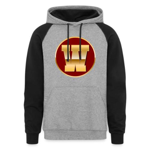 Letter W – Capital Varsity Alphabet Monogram - Unisex Colorblock Hoodie