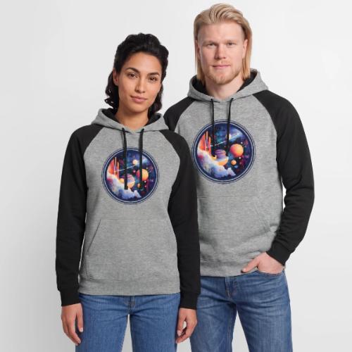 Floating Planetscape - Unisex Colorblock Hoodie