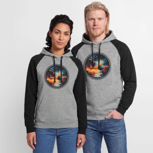 Cosmic Brush Planets - Unisex Colorblock Hoodie