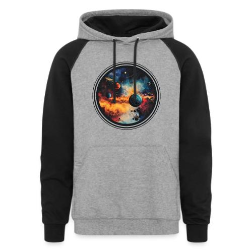 Cosmic Brush Planets - Unisex Colorblock Hoodie