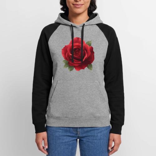 Rose: Crimson Bloom Elegance - Unisex Colorblock Hoodie