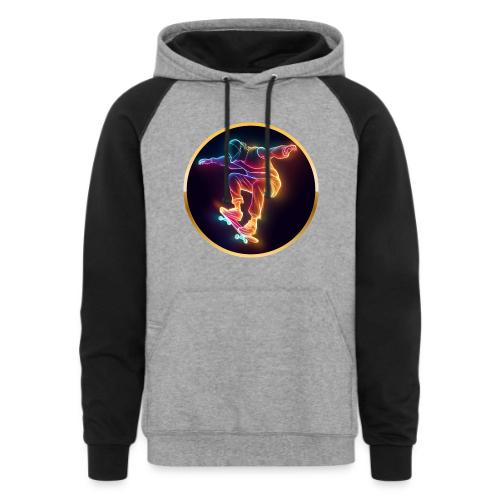 Skateboarding: Midnight Neon Skater - Unisex Colorblock Hoodie