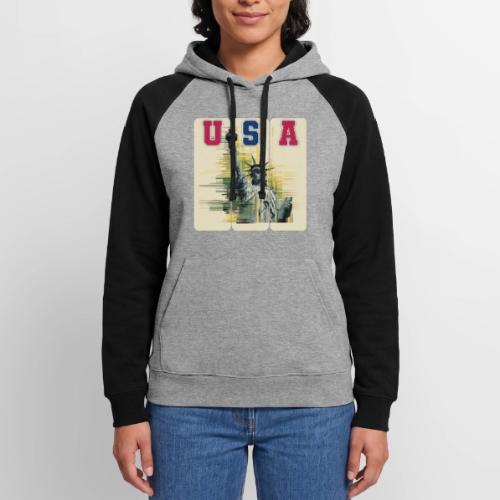Art illustration of the Statue of Liberty - Unisex Colorblock Hoodie