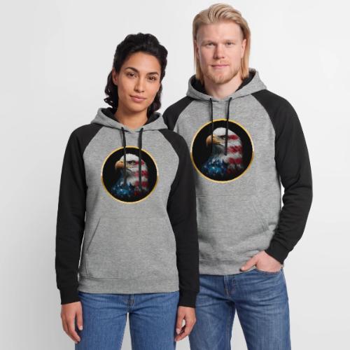 USA: Liberty Emblem - Unisex Colorblock Hoodie