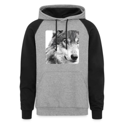 Wolf Face Triptych: Silent Alpha - Unisex Colorblock Hoodie