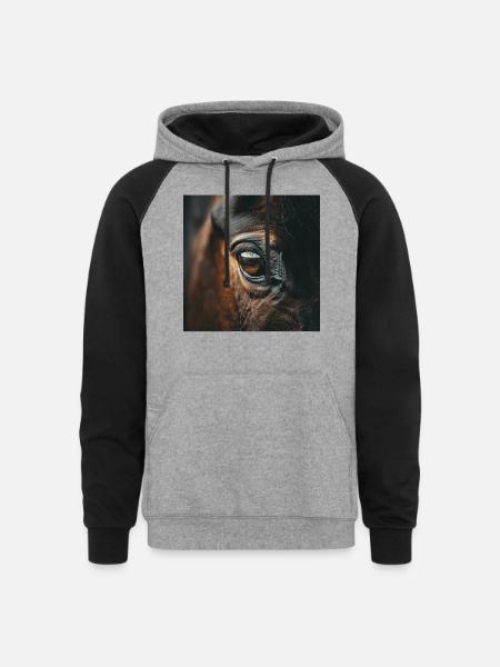 Horse - Unisex Colorblock Hoodie - heather gray/black