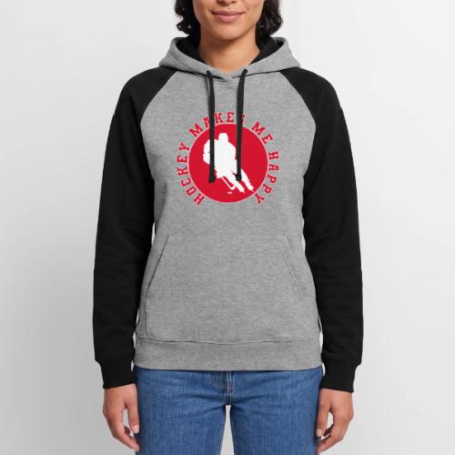 Hockey Makes Me Happy – Ice Hockey Fan Emblem - Unisex Colorblock Hoodie