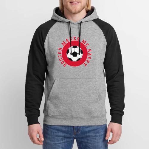 Soccer Makes Me Happy – Football Joy Graphic - Unisex Colorblock Hoodie