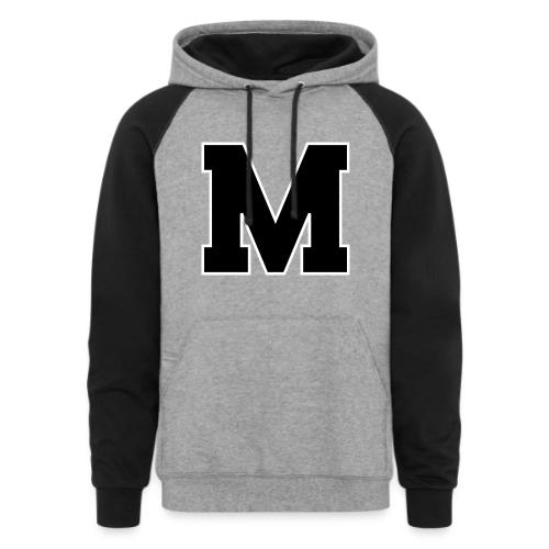 Varsity Letter M Collegiate Alphabet Art - Unisex Colorblock Hoodie