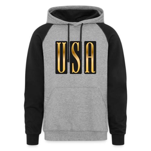 USA Gold Monolith - Unisex Colorblock Hoodie