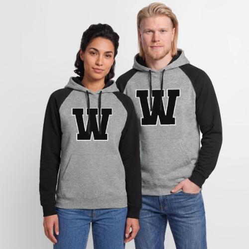 Varsity Letter W Collegiate Font Design - Unisex Colorblock Hoodie
