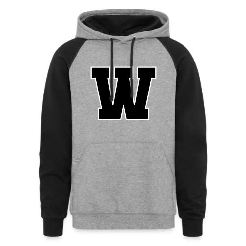 Varsity Letter W Collegiate Font Design - Unisex Colorblock Hoodie