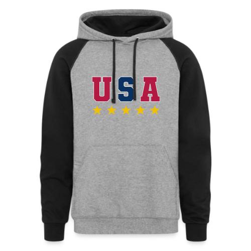 USA Varsity Stars - Unisex Colorblock Hoodie