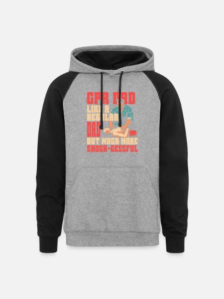 CPR Instructor Dad Paramedic - Unisex Colorblock Hoodie - heather gray/black