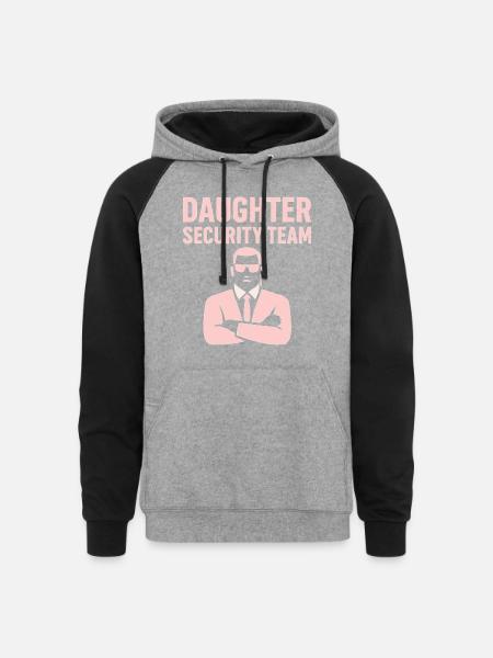 Daughter Security Team - Father Bodyguard - Unisex Colorblock Hoodie - heather gray/black