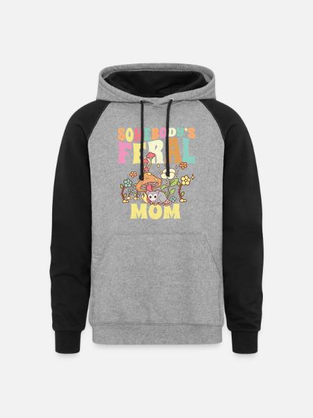 Somebody's Feral Mom - Unisex Colorblock Hoodie - heather gray/black