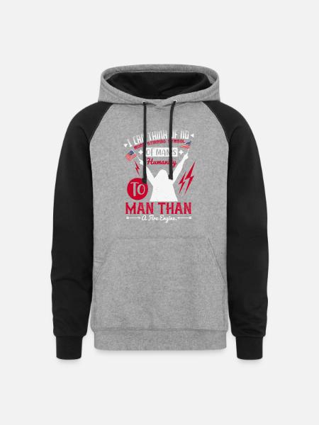 Fire Engine Power: Manhood Pride - Unisex Colorblock Hoodie - heather gray/black