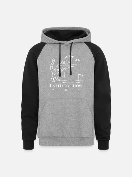 Curious Bengal Cat - Unisex Colorblock Hoodie - heather gray/black