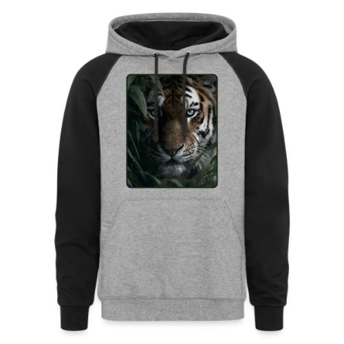 Tiger Jungle Eyes Wildlife Design - Unisex Colorblock Hoodie