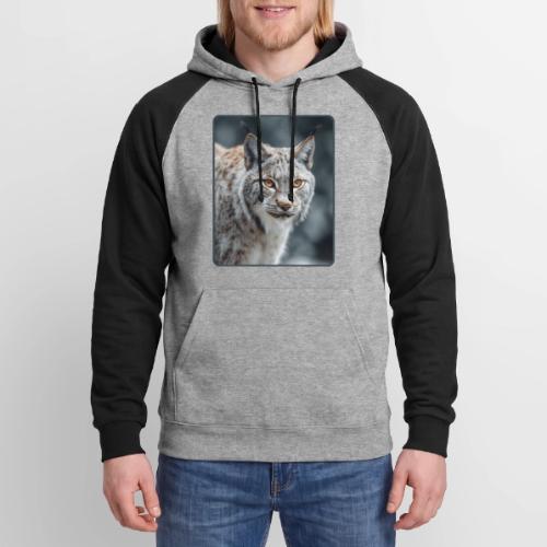 Lynx Portrait Piercing Eyes Design - Unisex Colorblock Hoodie