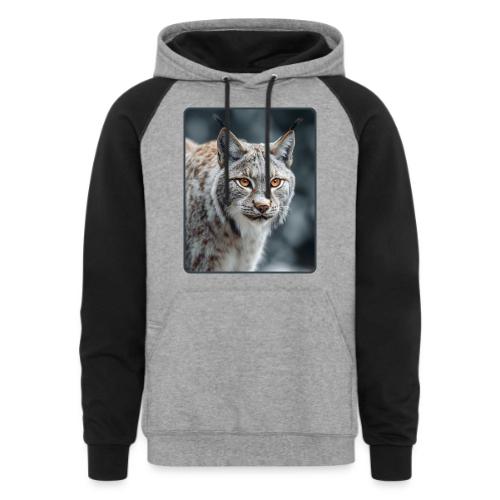 Lynx Portrait Piercing Eyes Design - Unisex Colorblock Hoodie