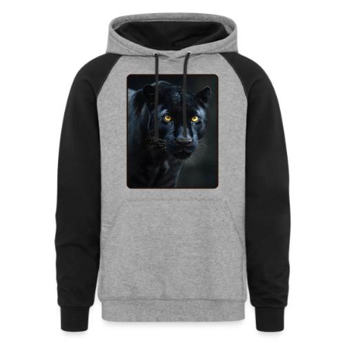 Black Panther Glowing Eyes Design - Unisex Colorblock Hoodie
