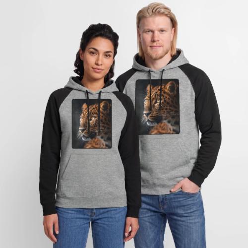 Amur Leopard Face Wildlife Design - Unisex Colorblock Hoodie