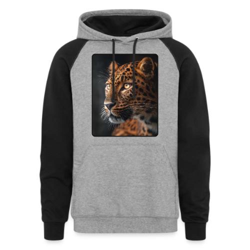 Amur Leopard Face Wildlife Design - Unisex Colorblock Hoodie